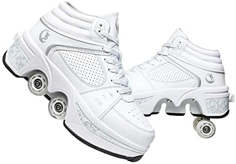 Double-Row Deform Wheel Automatic Walking Shoes Invisible Deformation Roller Skate 2 in 1 Removable Pulley Skates Skating Parkour|B08D8V1B5R