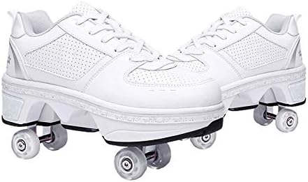Double-Row Deform Wheel Automatic Walking Shoes Invisible Deformation Roller Skate 2 in 1 Removable Pulley Skates Skating Parkour|B08D8V1B5R