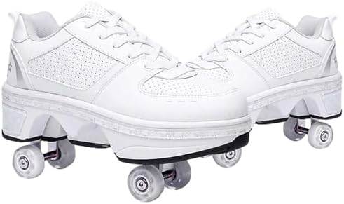 Double-Row Deform Wheel Automatic Walking Shoes Invisible Deformation Roller Skate 2 in 1 Removable Pulley Skates Skating Parkour|B08D8V1B5R