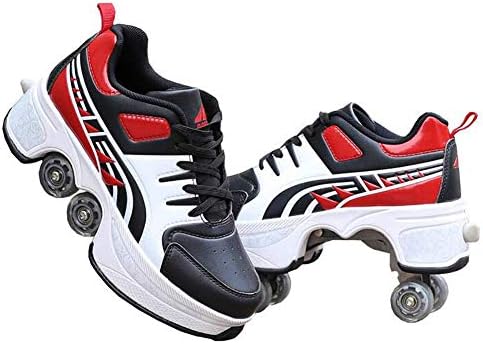 Double-Row Deform Wheel Automatic Walking Shoes Invisible Deformation Roller Skate 2 in 1 Removable Pulley Skates Skating Parkour|B08D8V1B5R
