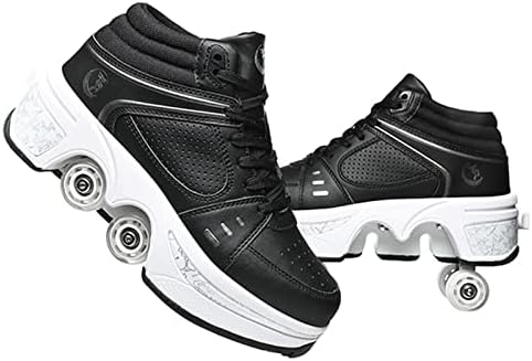 Double-Row Deform Wheel Automatic Walking Shoes Invisible Deformation Roller Skate 2 in 1 Removable Pulley Skates Skating Parkour|B08D8V1B5R