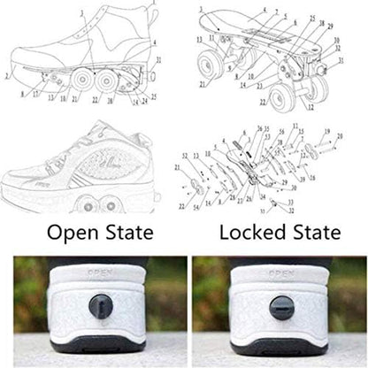 Double-Row Deform Wheel Automatic Walking Shoes Invisible Deformation Roller Skate 2 in 1 Removable Pulley Skates Skating Parkour|B08D8V1B5R
