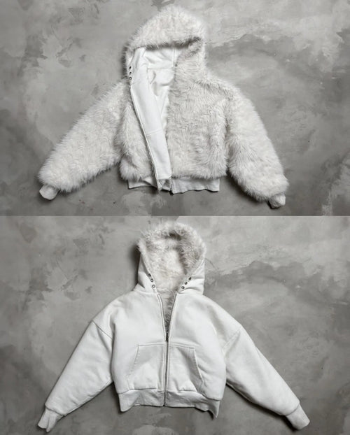 YETI FUR REVERSIBLE ZIP HOODIE
